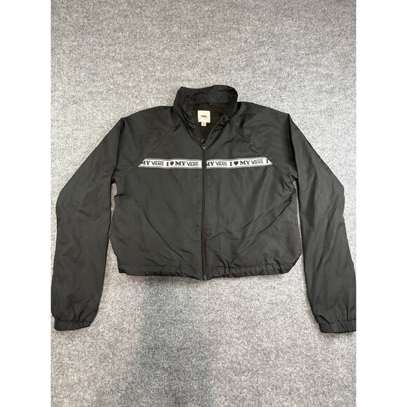 Vans Windbreaker Jacket Womens Sz XS I Love My Vans Cropped full zip w/ pockets - Picture 1 of 11